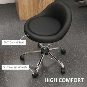 Salon Stool, Adjustable Rolling Stool, Black