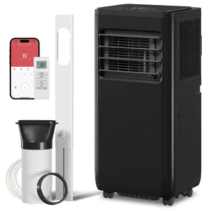 8000 BTU Portable 4-in-1 Air Conditioner with Cool, Dehumidifier, Fan, Sleep, WiFi Voice Remote Control, Black