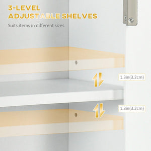 Bathroom Wall Cabinet, Medicine Cabinet, Toilet Storage Cabinet with Shelf for Living Room and Entryway, White