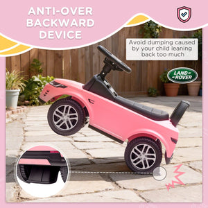 Qaba Licensed Land Rover Ride on Push Car with Anti-Tip Device, Under-Seat Storage, Horn, Engine Sounds for 18-36 M, Pink