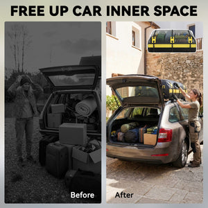 Rooftop Cargo Carrier, 21 Cubic Feet Waterproof Soft-Shell Car Roof Storage Bag w/ Door Hooks, Reflective Arrows, Yellow