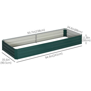 95" x 36" x 12" Galvanized Raised Garden Bed, Metal Elevated Planter Box for Growing Flowers, Herbs, Succulents, Green