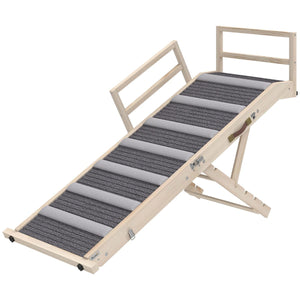 Dog Ramp, Folding Pet Ramp, 4 Adjustable Height from 15" to 19", Pet Stairs with Side Rails for Small to Large Dogs