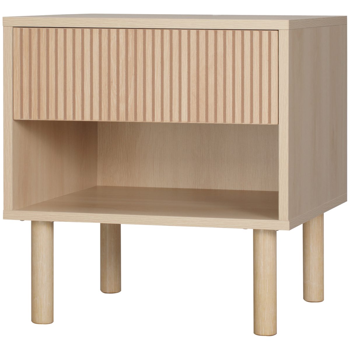 Modern Bedside Table with Drawer and Open Shelf, Sofa Side Table for Bedroom Living Room, Black