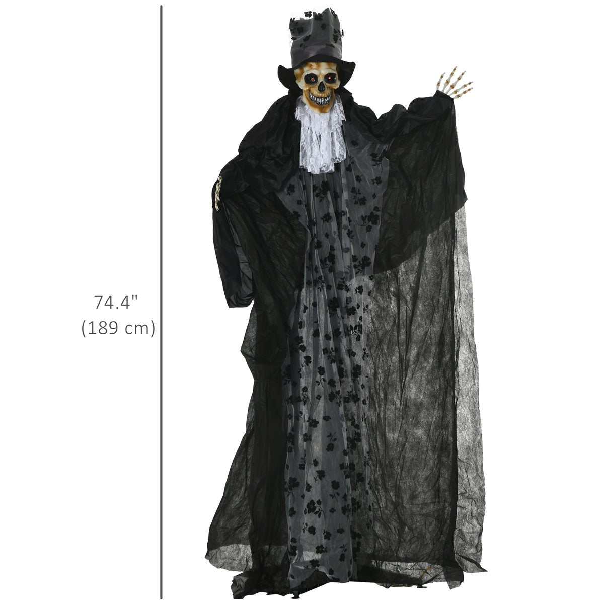 6FT Life Size Halloween Animatronics, Animated Grim Reaper Groom with Sound Motion Activated & Light Up Eyes