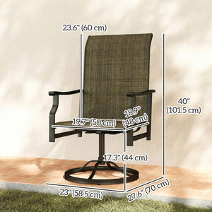 Patio Swivel Chair Set of 2, Swivel Rocker Outdoor Chairs with High Back, for Lawn Garden Backyard Deck, Brown