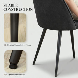 Set of 4 Modern Dining Chairs, Velvet Upholstered Kitchen Chairs with Steel Legs for Living Room, Black