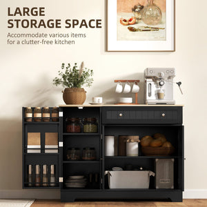 Modern Sideboard Cabinet, 41" Kitchen Buffet Cabinet with Drawer, Adjustable Shelf, 3 Doors for Dining Room, Black