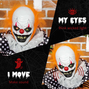 5ft Life Size Outdoor Halloween Decoration, Talking Circus Clown with Sound and Motion Activated, Light Up Eyes