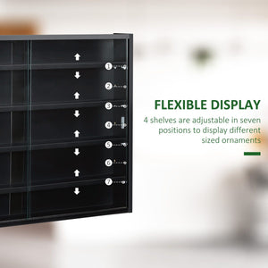 5-Tier Display Cabinet, Shot Glass Display Case, Glass Curio Cabinet with 2 Glass Doors and 4 Adjustable Shelves, Black