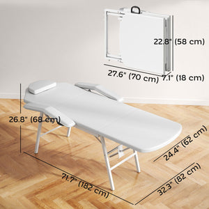 Portable Massage Table, Foldable Massage Bed, White