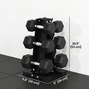Soozier Hex Dumbbell Weight Set with Vertical Rack, 120lbs Rubber-Coated Dumbbells with Non-Slip Handles