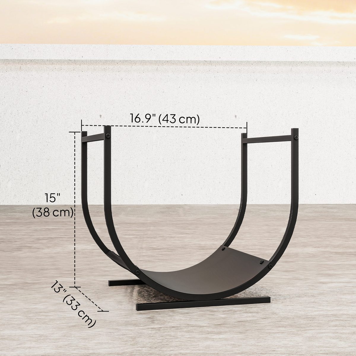 Firewood Rack Outdoor, 17 Inch Heavy Duty Log Holder for Indoor Fireplace Storage, Outdoor Curved Fire Wood Organizer