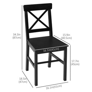 Wooden Dining Chairs Set of 2, Kitchen Chairs with Cross Back, Solid Structure for Living Room and Dining Room, Black