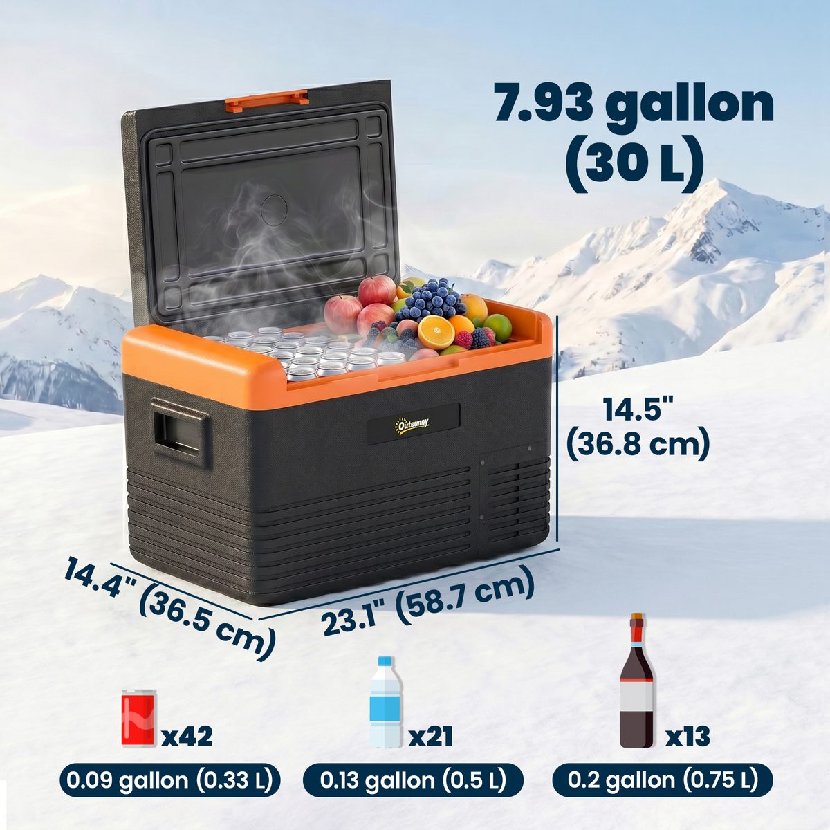 12 Volt Car Refrigerator, 32QT Car Fridge Electric Cooler, 12/24V DC and 100-240V AC, -4-68 ℉, Portable Refrigerator for Truck SUV Travel Camping Road Trips Tailgating
