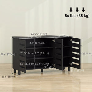 Shoe Cabinet with 3 Slatted Doors, 3-tier Shelving Rack Cabinet with Adjustable Shelves for 15 Pairs of Shoes, Black
