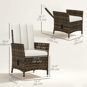 Wicker Outdoor Recliner Chair, Wicker Reclining Patio Chair with Adjustable Backrest and Cushion, Cream White