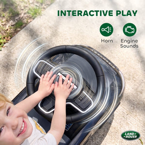 Qaba Licensed Land Rover Ride on Push Car with Anti-Tip Device, Under-Seat Storage, Horn, Engine Sounds for 18-36 M, Black