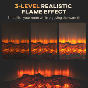 Electric Fireplace with Mantel, Freestanding Heater Corner Firebox with Log Hearth and Remote Control, 1400W, Brown
