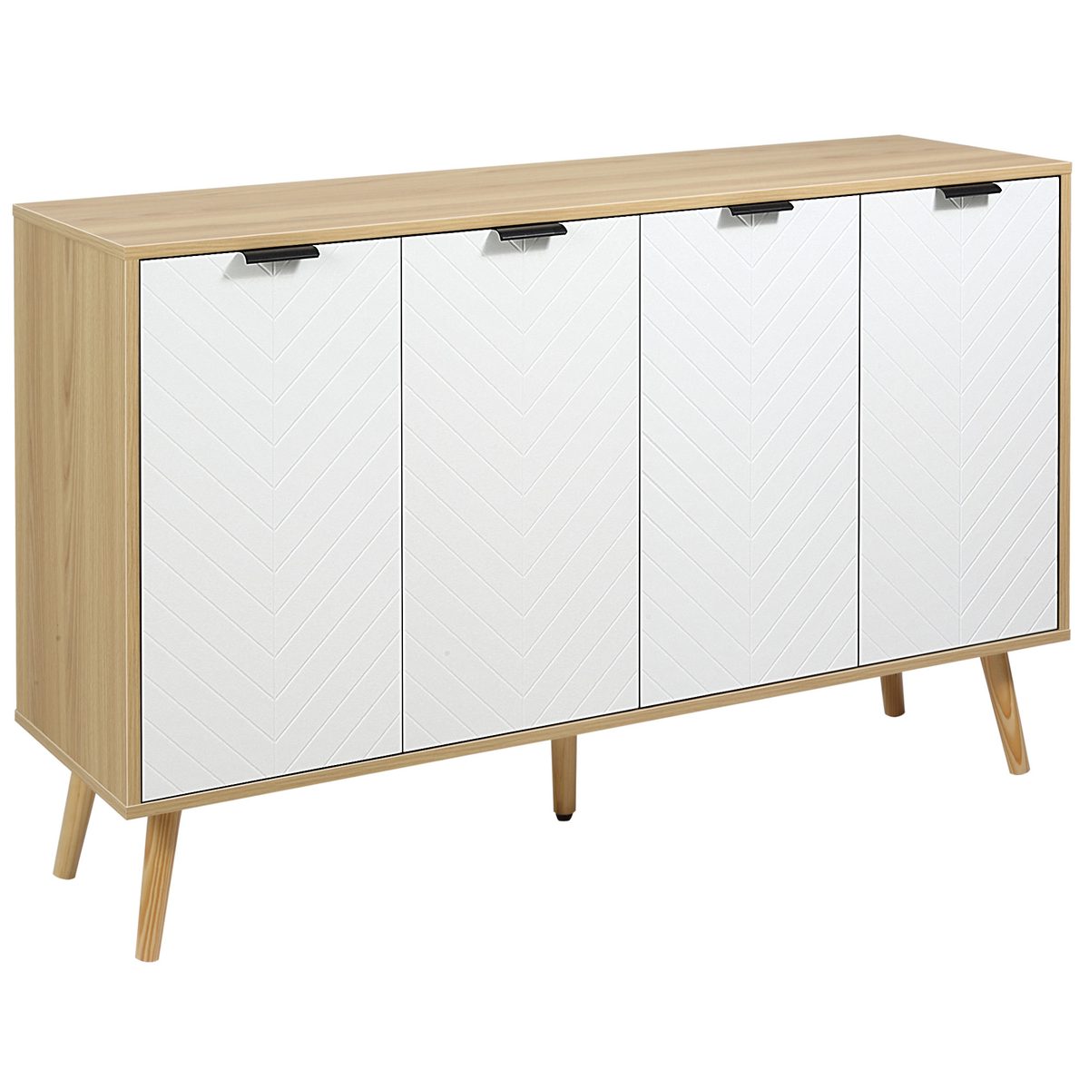 Modern Sideboard and Buffet, Dining Room Cabinet with Adjustable Shelves and 3 Doors, Black