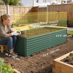 6' x 3' x 2' Raised Garden Bed, Set of 2 Galvanized Planter Box for Vegetables, Flowers, Herbs, Green