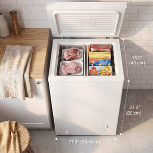 Mini Freezer, 3.5 Cu.Ft Chest Freezer with 5-Setting Adjustable Thermostat, Wire Basket, Quiet Operation, White