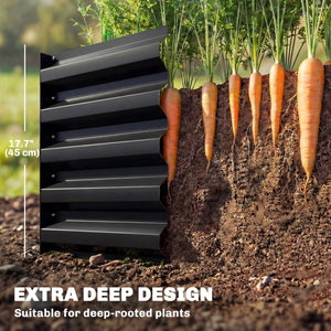8 x 2.6 x 1.5ft Galvanized Raised Garden Bed, Reinforced Outdoor Planter Box with Open Bottom, Black