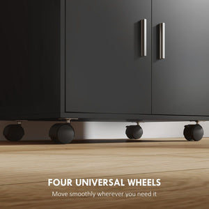 Microwave Cart with Wheels, Microwave Stand with Worktop, Open Shelves and Drawer, Storage Cabinet, Black