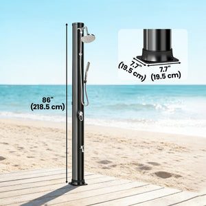 10.6 Gal Solar Heated Shower, 7.2 FT Outdoor Shower with 2 Shower Heads, Adjustable Temperature, Foot Faucet
