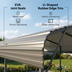 11 x 15FT Metal Carport, Heavy-Duty Carport Canopy with Reinforced Frame & Galvanized Steel Roof, Dark Grey