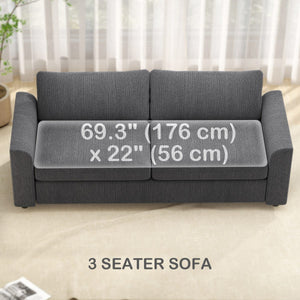 3 Seater Sofa, 83.5" Modern Upholstered Couch with Pocket Spring and 2 Scatter Cushions for Living Room, Dark Grey