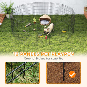 30inch Foldable Metal Exercise Pet Playpen Yard Dog Puppy Kennel Cage 12 Panel