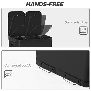 Kitchen Garbage Bin, 2 x 7.9 Gal (2 x 30 L) Trash Can, Soft-Close Garbage Can with Removable Inner Buckets, Black