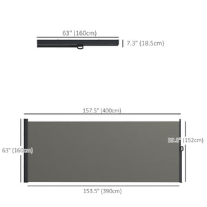 13' x 5' Retractable Side Awning, Outdoor Privacy Screen for Garden, Hot Tub, Balcony, Terrace, Pool, Dark Grey