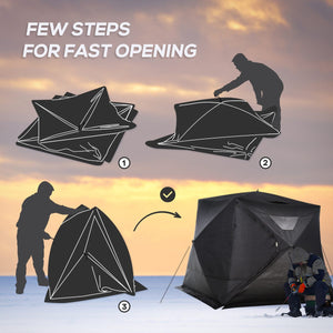 4-Person Insulated Ice Fishing Tent, Portable Ice Fishing Shelter with Ventilation Windows, Carry Bag, Two Doors and Anchors for Low-Temp -22℉