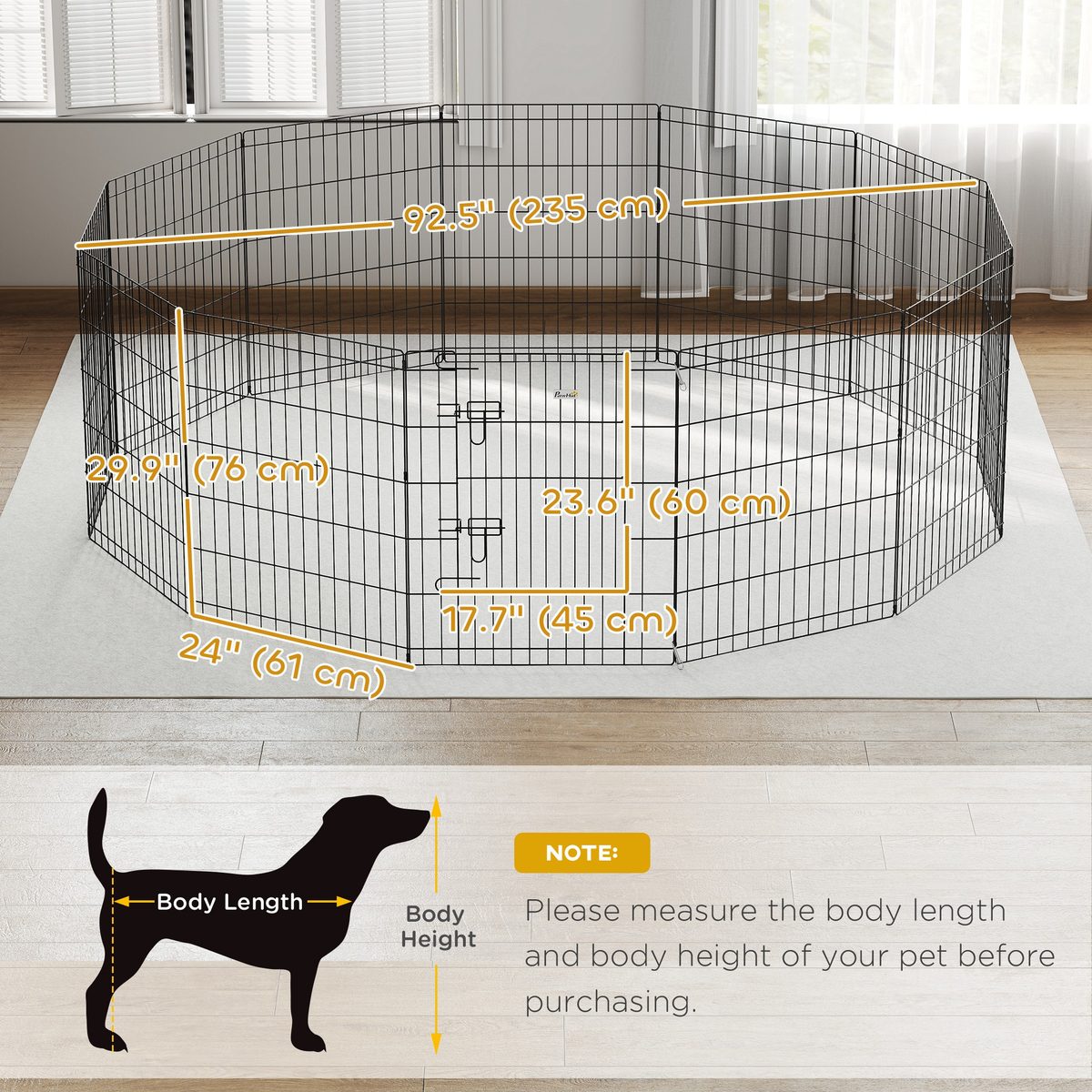 30inch Foldable Metal Exercise Pet Playpen Yard Dog Puppy Kennel Cage 12 Panel