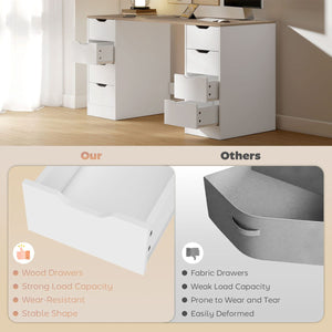 Desk with 8 Drawers, 55.1"W × 20.9"D × 29.5"H Modern Computer Desk for Office, Living Room, White