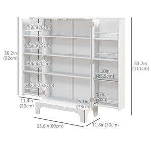44" Storage Cabinet, 2-Door Kitchen Pantry Cabinet with 4-tier Shelving, 8 Spice Racks and Adjustable Shelves