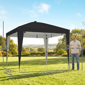 10 x 10 ft Pop Up Canopy Tent with Central Light, UPF 50+ Instant Portable Canopy Shelter with Remote, Black