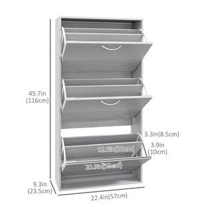 Shoe Storage Cabinet with 3 Flip Drawers, Narrow and Slim, 12 Pair of Shoes Organizer for Hallway, Entryway