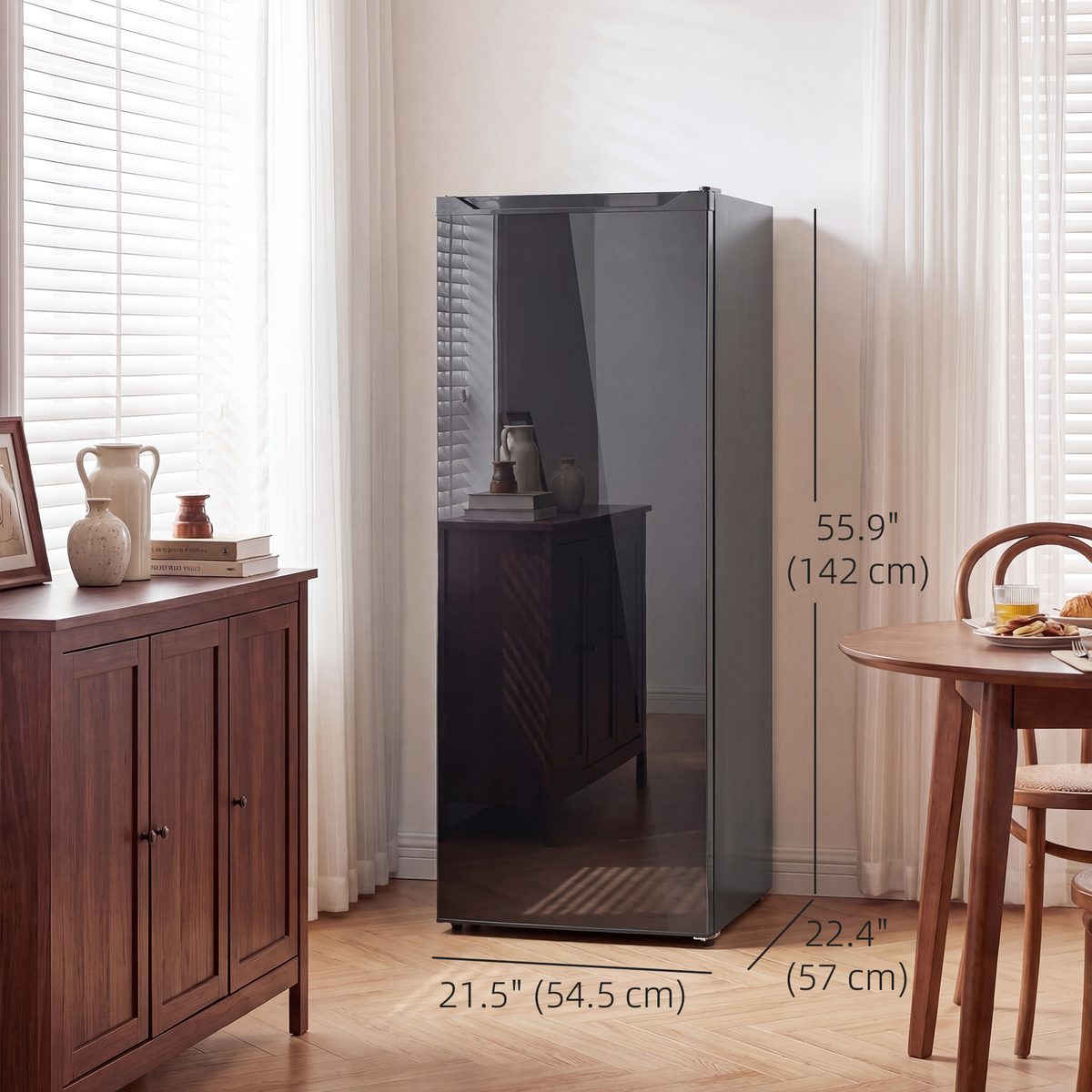 7.0 Cu.Ft Upright Freezer, Compact Stand Up Freezer with 6 Adjustable Shelves, Reversible Door for Home Office, Black
