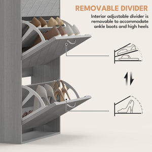 Shoe Storage Cabinet with 3 Flip Drawers, Narrow and Slim, 12 Pair of Shoes Organizer for Hallway, Entryway