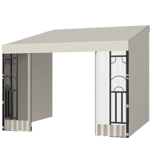 10' x 10' Wall Pergola, Outdoor Gazebo with 2 Curtains and 2 Nettings, UV Resistant, for Patio, Deck, Beige – view 2