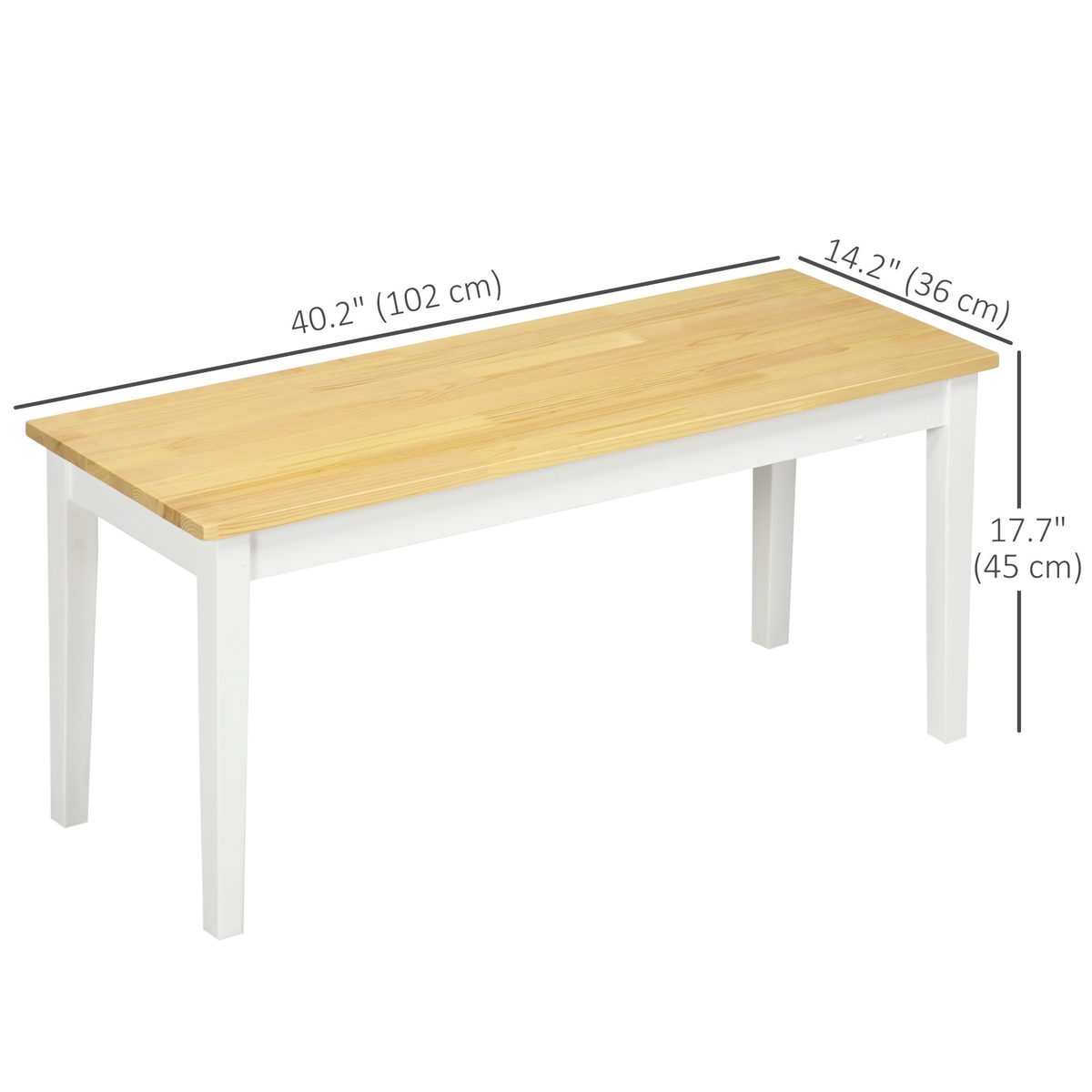 40" Wood Dining Bench for 2 People, Wooden Bench Seat for Kitchen, Dining Room, Entryway, Natural