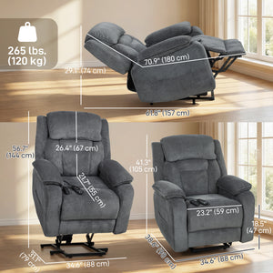 Power Recliner Chair with Massage, Electric Lift Chair for Elderly with Side Pockets, 2 Memory Positions – view 9