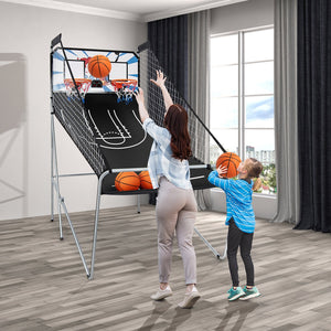 Indoor Double Electronic Basketball Game with 4 Balls-White view 2