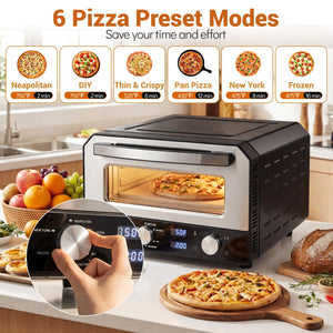Indoor Electric Pizza Oven Countertop Pizza Oven for 12 Inch Pizzas-Black view 6