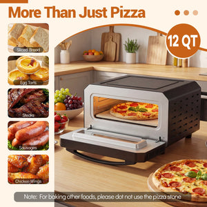 Indoor Electric Pizza Oven Countertop Pizza Oven for 12 Inch Pizzas-Black view 9
