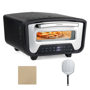 Indoor Electric Pizza Oven for 12 inches Pizzas with 8 Presets-Black