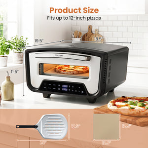 Indoor Electric Pizza Oven for 12 inches Pizzas with 8 Presets-Black view 4